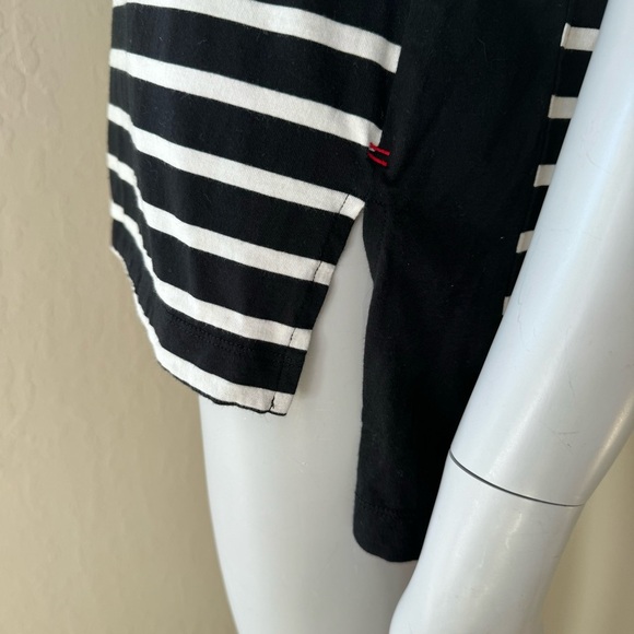 LA LIGNE Striped Cotton Tee Crewneck Elbow-Length Sleeves Black & White Size XS - Picture 13 of 16